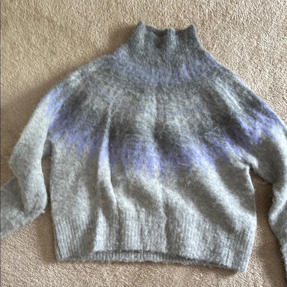 Banana Republic Gray and Purple Cowl Turtleneck Sweater
